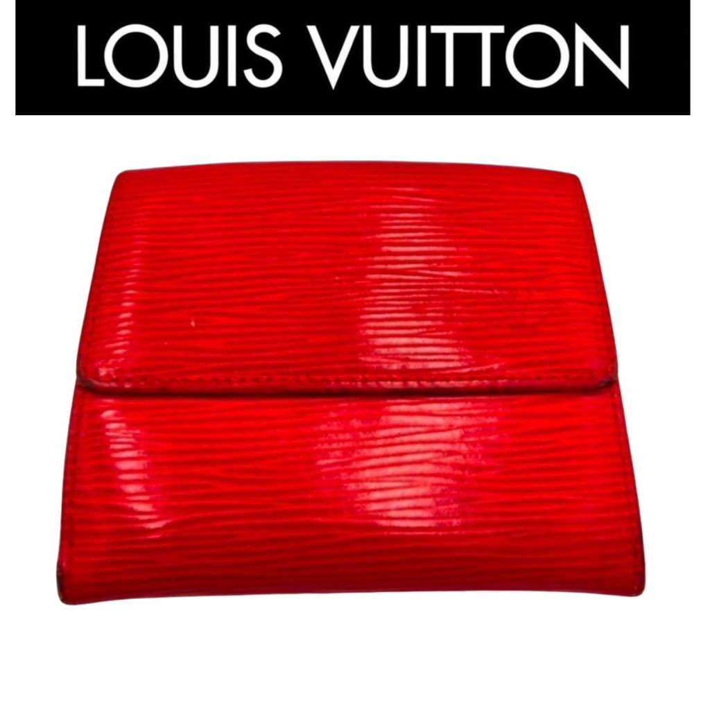 Louis Vuitton Red Epi Leather Wallet W/Box, Gift Card, Tag, & Ribbon, Euc